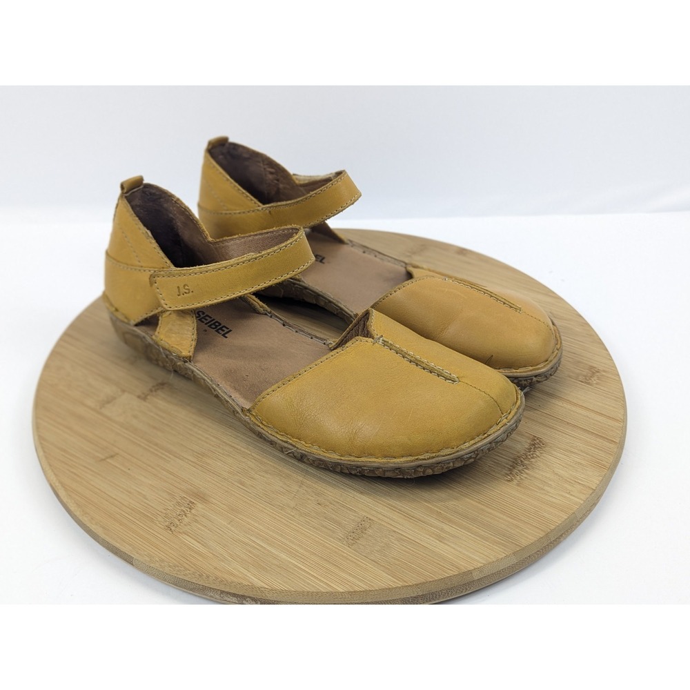 Josef Seibel Women 7.5 Rosalie Sandals Shoes Mary Yellow Leather Strappy EU 38